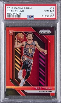 2018-19 Panini Red Prizm #78 Trae Young Rookie Card (#294/299) - PSA GEM MT 10